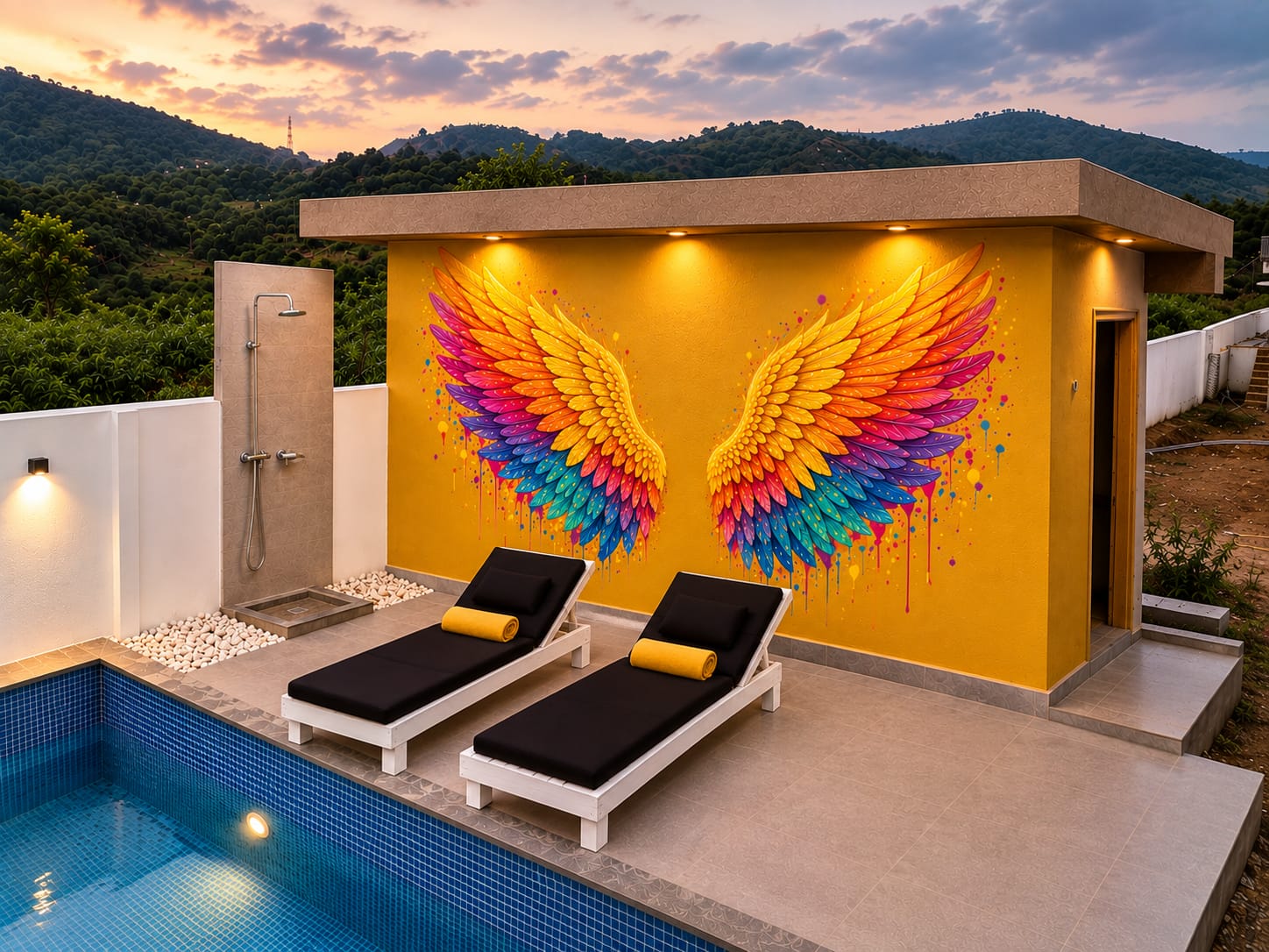 Rainbow wings pool area